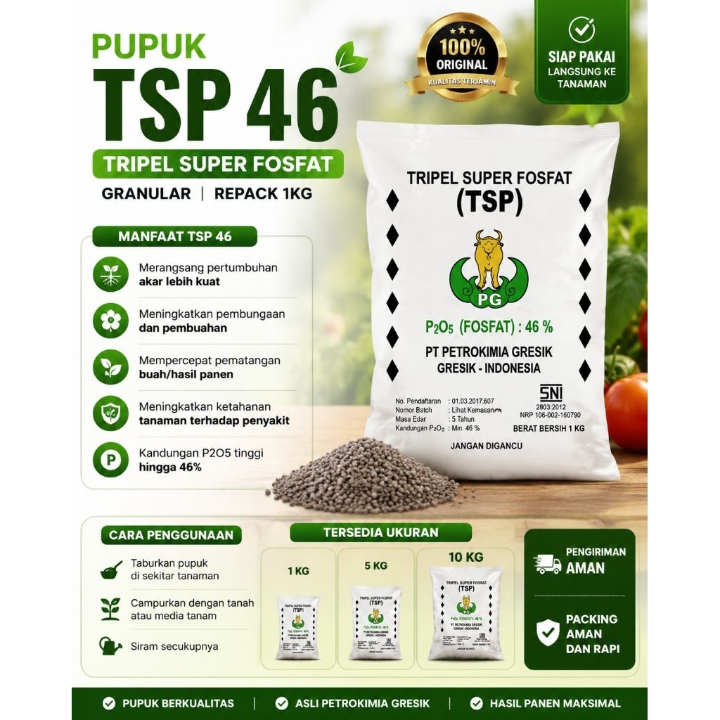 Pupuk Super Fosfat TSP 46 Granular 1Kg