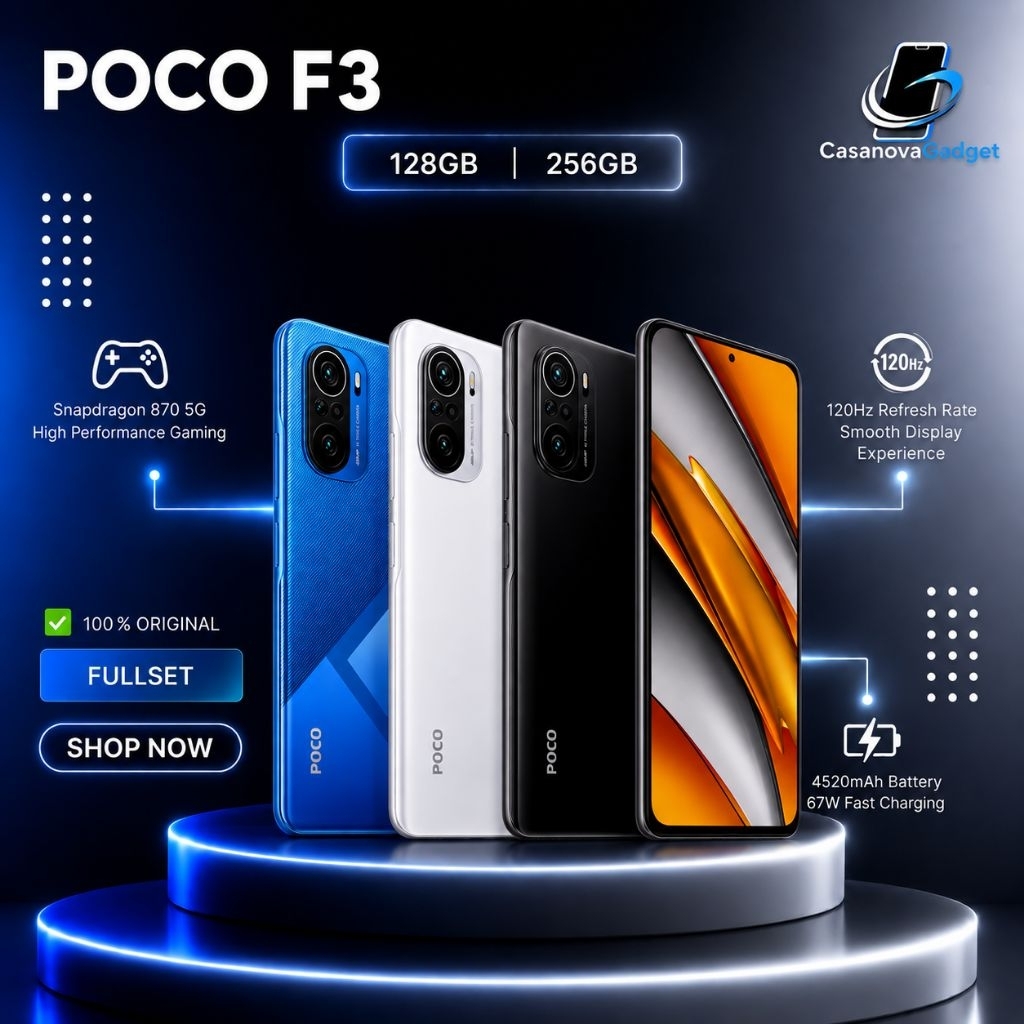 POCO F3 6/128 8/256 Second Original Snapdragon 870 AMOLED 120Hz NFC Dual Speaker HP Gaming Garansi T