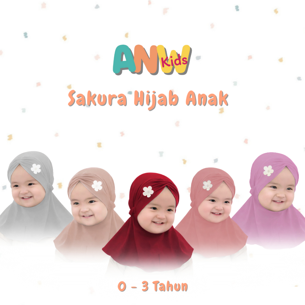 ANW - Jilbab Anak Bayi Newborn 0-3 Tahun Sakura Hijab Anak Lucu Anw_kids
