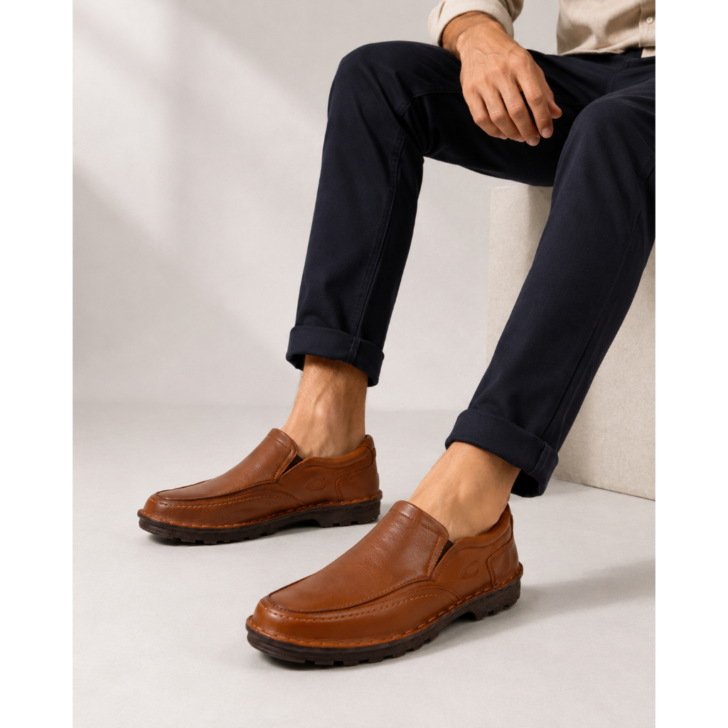 Camel Active Men Dark Tan Gregant Leather Shoes Original