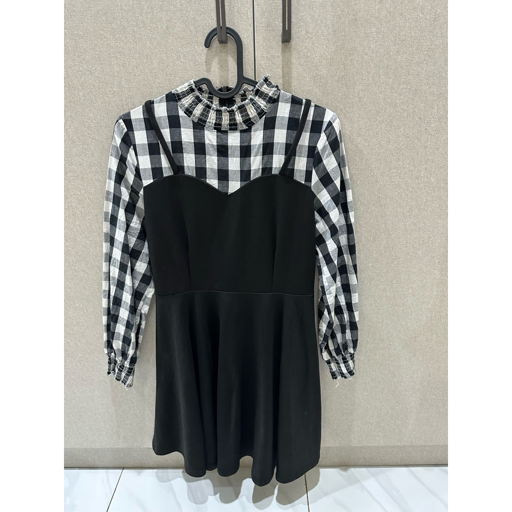 Preloved Mini Dress Kotak | Mini Dress Tartan | Preloved Minimalis Dress | Korean Dress