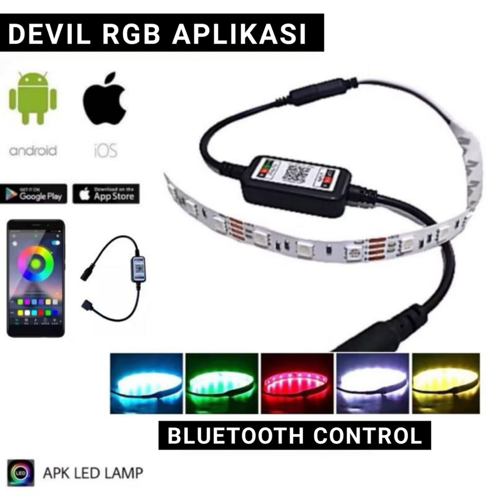 LAMPU LED DEMON RGB ANDROID/ DEVIL RGB KONEKSI HP BLUETOOTH LED SEDANG