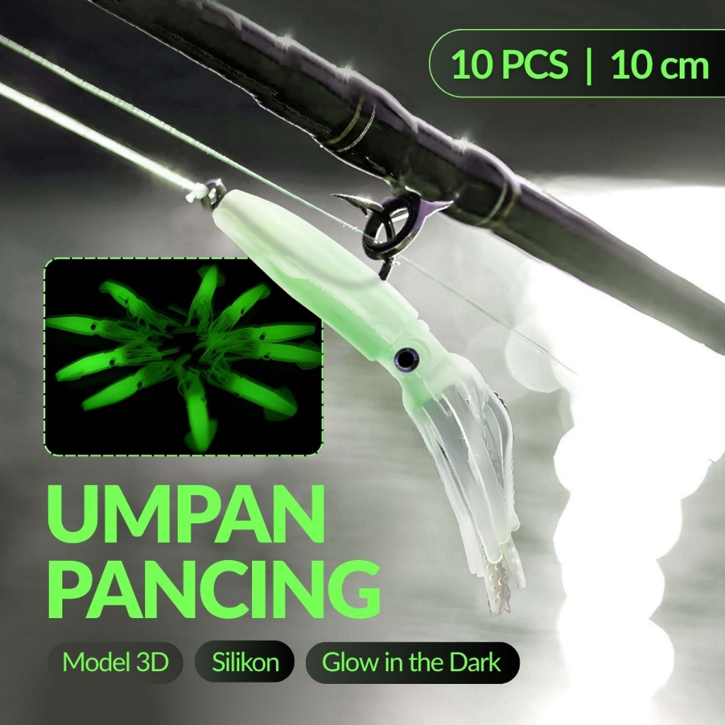 10 Pcs Umpan Pancing Mancing SoftLure Umpan Bentuk Cumi Cumi
