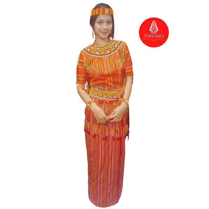 TORAJAKU Baju Toraja Tallubuku + 1 Set Aksesoris Toraja Lengkap, Baju dan Rok Tallubuku + 1 Set akse