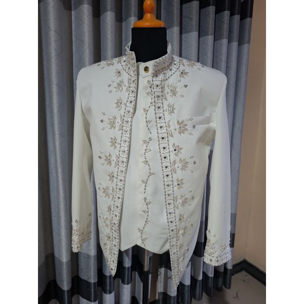 Basofi mante/asraf akad /basofi muslim putih/baju akad/baju manten muslim