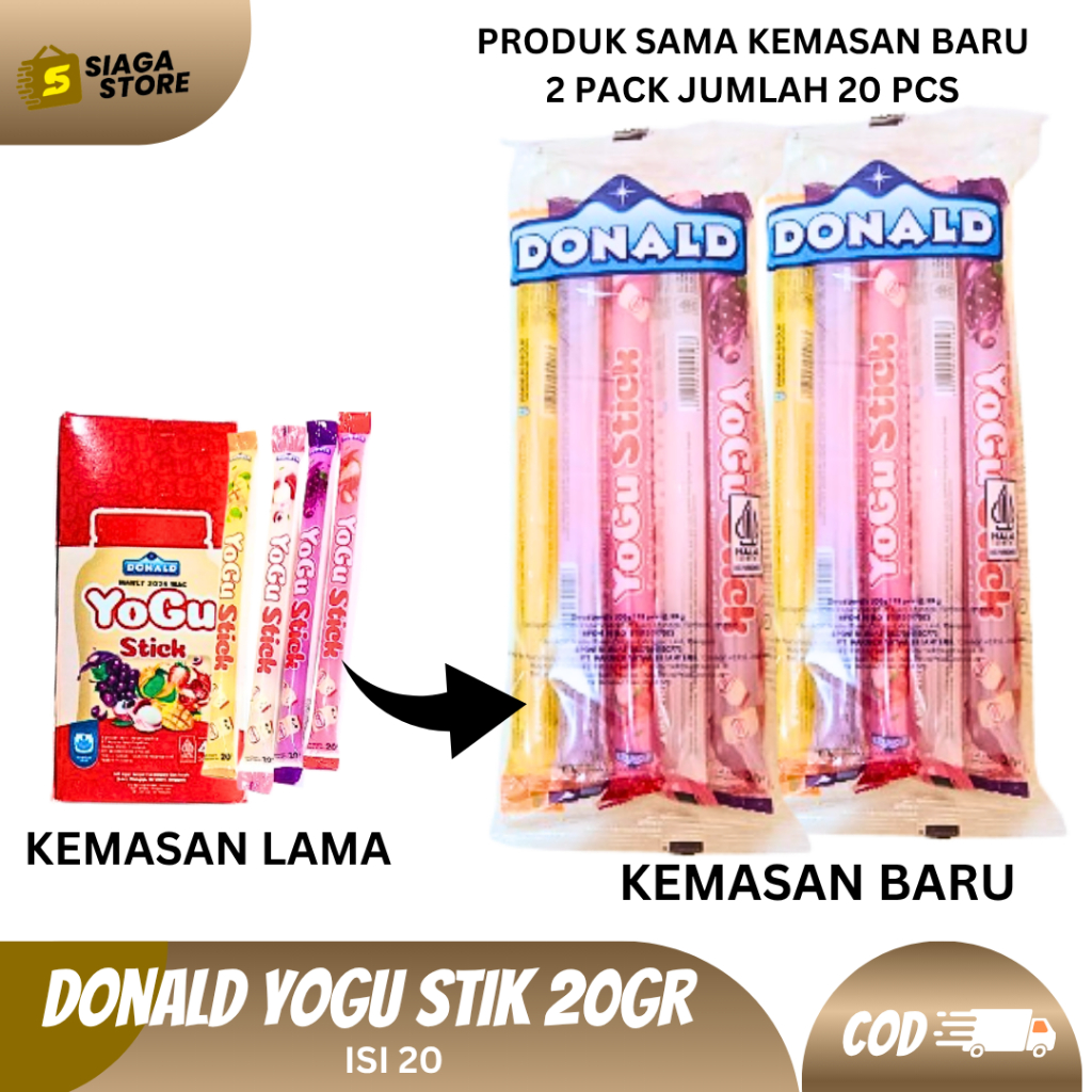 PAKET 2 PACK Donald Yogu Stick 20gr Isi @10Pcs Stik Jeli Yogurt Rasa Buah  [BELI BANYAK LEBIH HEMAT]