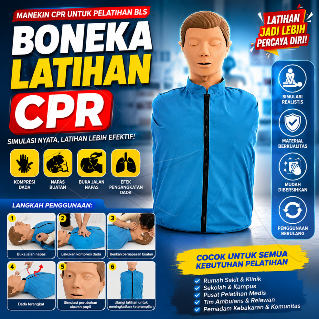 Phantom Manikin CPR Dewasa Boneka CPR Setengah Badan Phantom Resusitasi RJP Alat Peraga Manekin Dewa