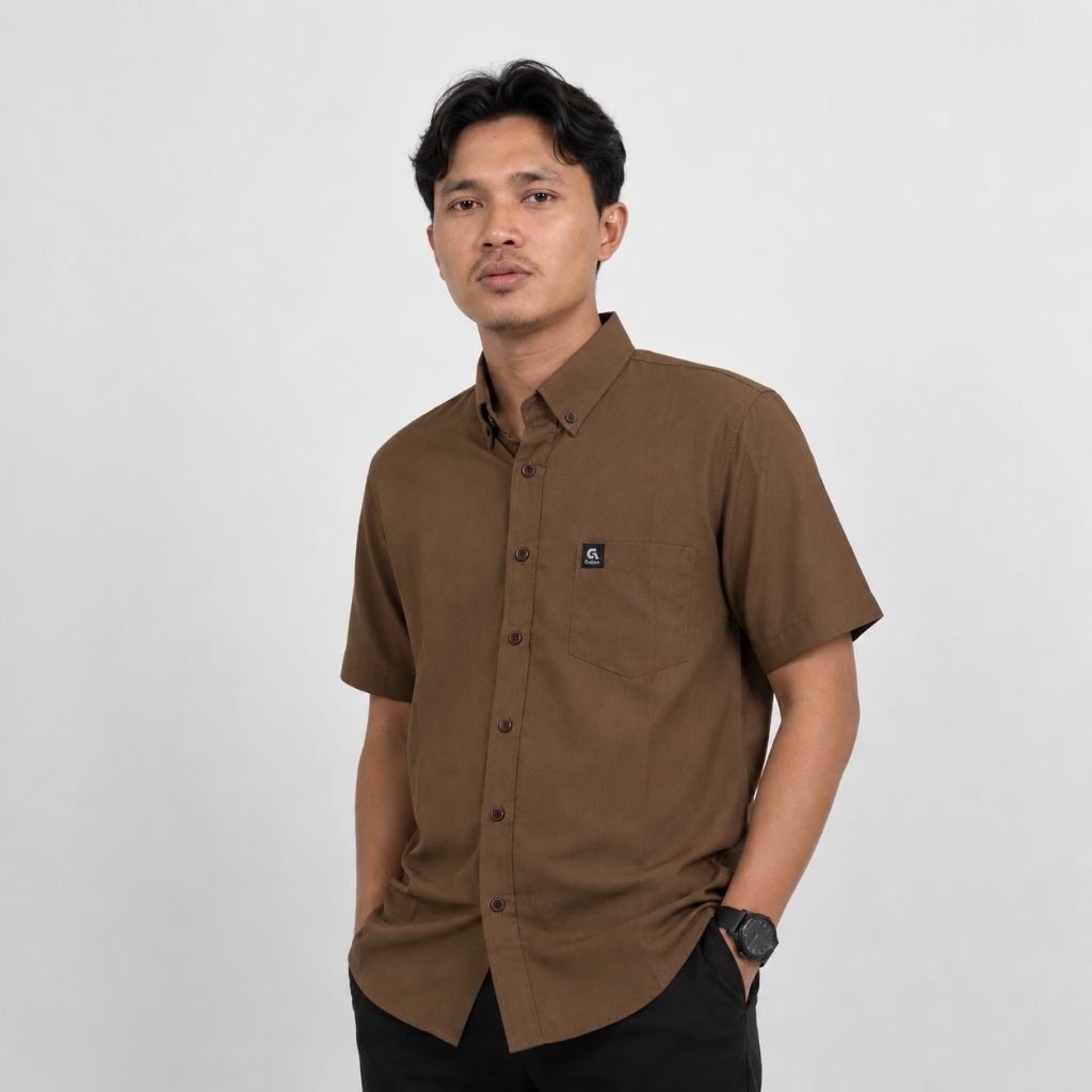 Kemeja Polos Pria Lengan Pendek Baju Hem Pria Formal kemeja kasual Katun Premium