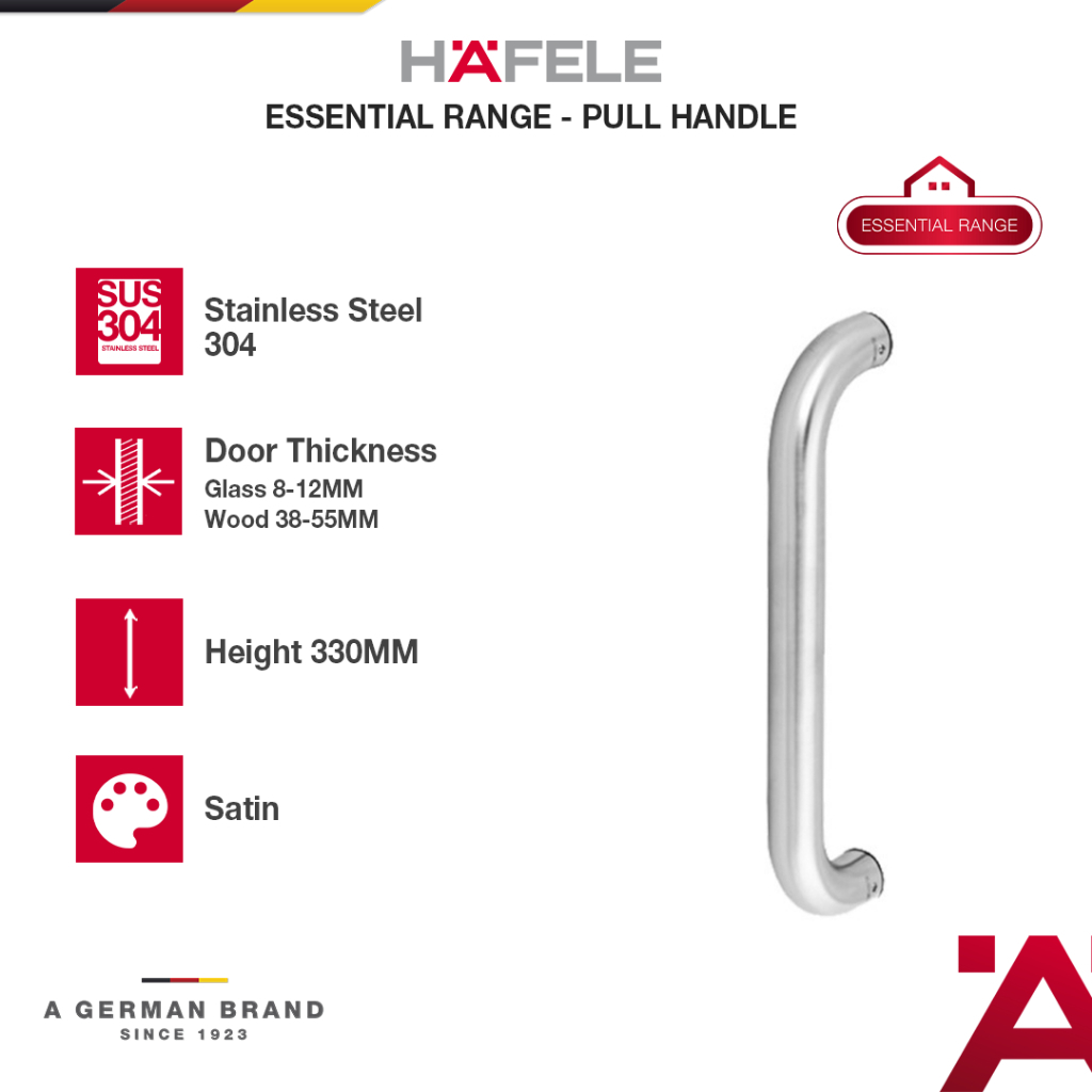 Hafele D-Shape Gagang Tarikan Pintu Door Pull Handle Stainless Steel SUS 304 SUS304   Pintu Rumah Ka