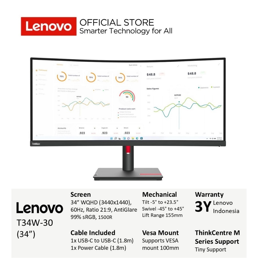 Lenovo T34W-30 Monitor