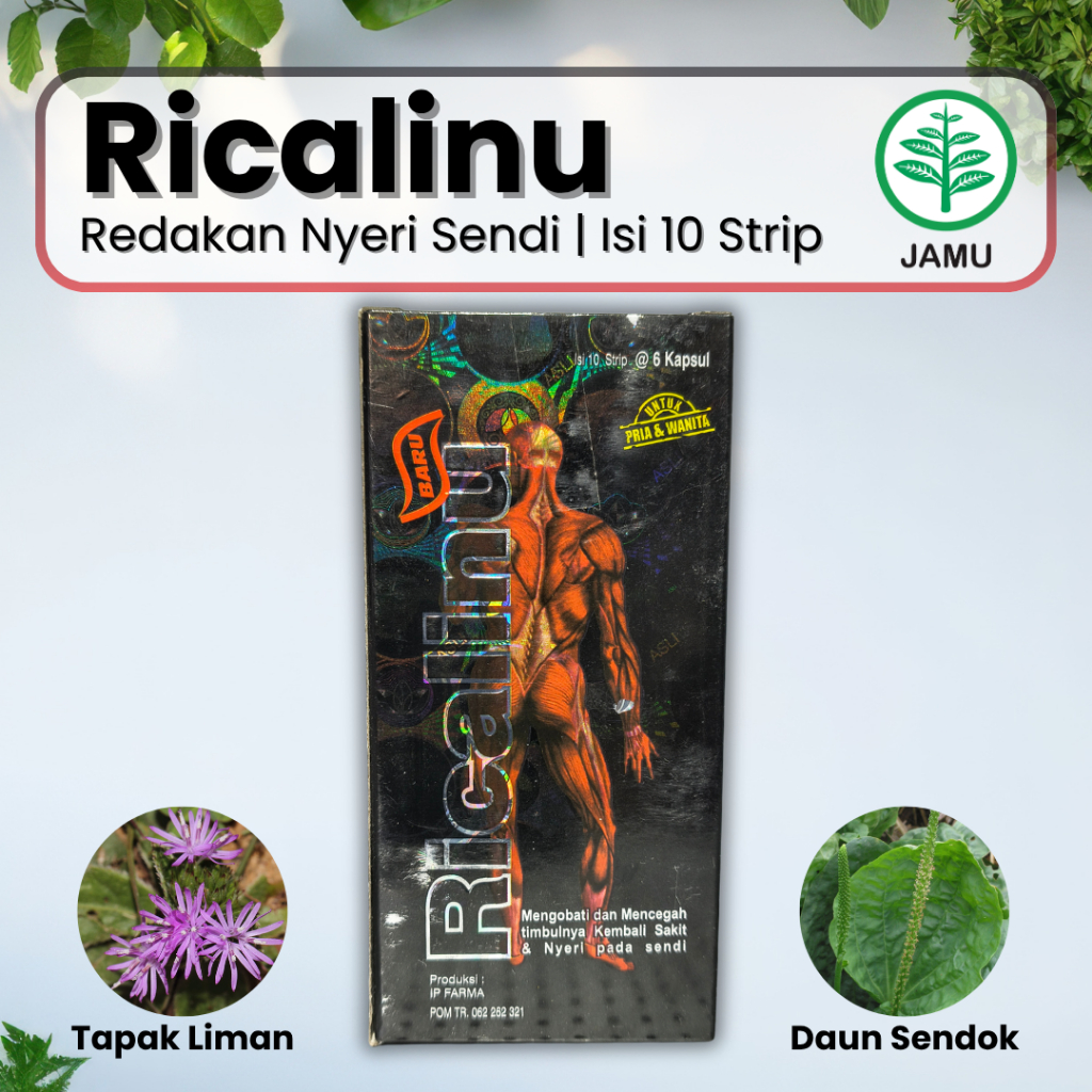Ricalinu Kapsul Herbal Asam Urat Rematik Pegal Linu 10 Strip 60 Kapsul