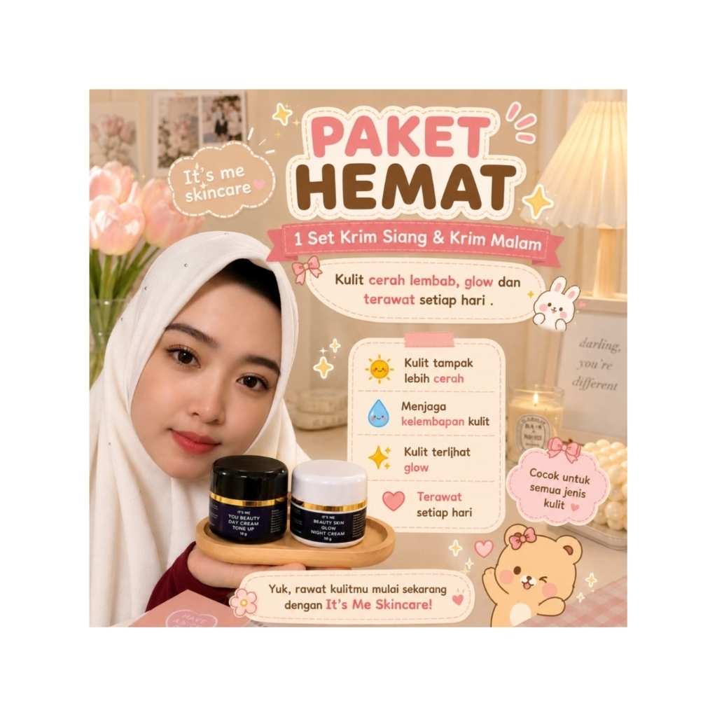 IT'S ME skincare Original BPOM Day crem tone up & night crem glow