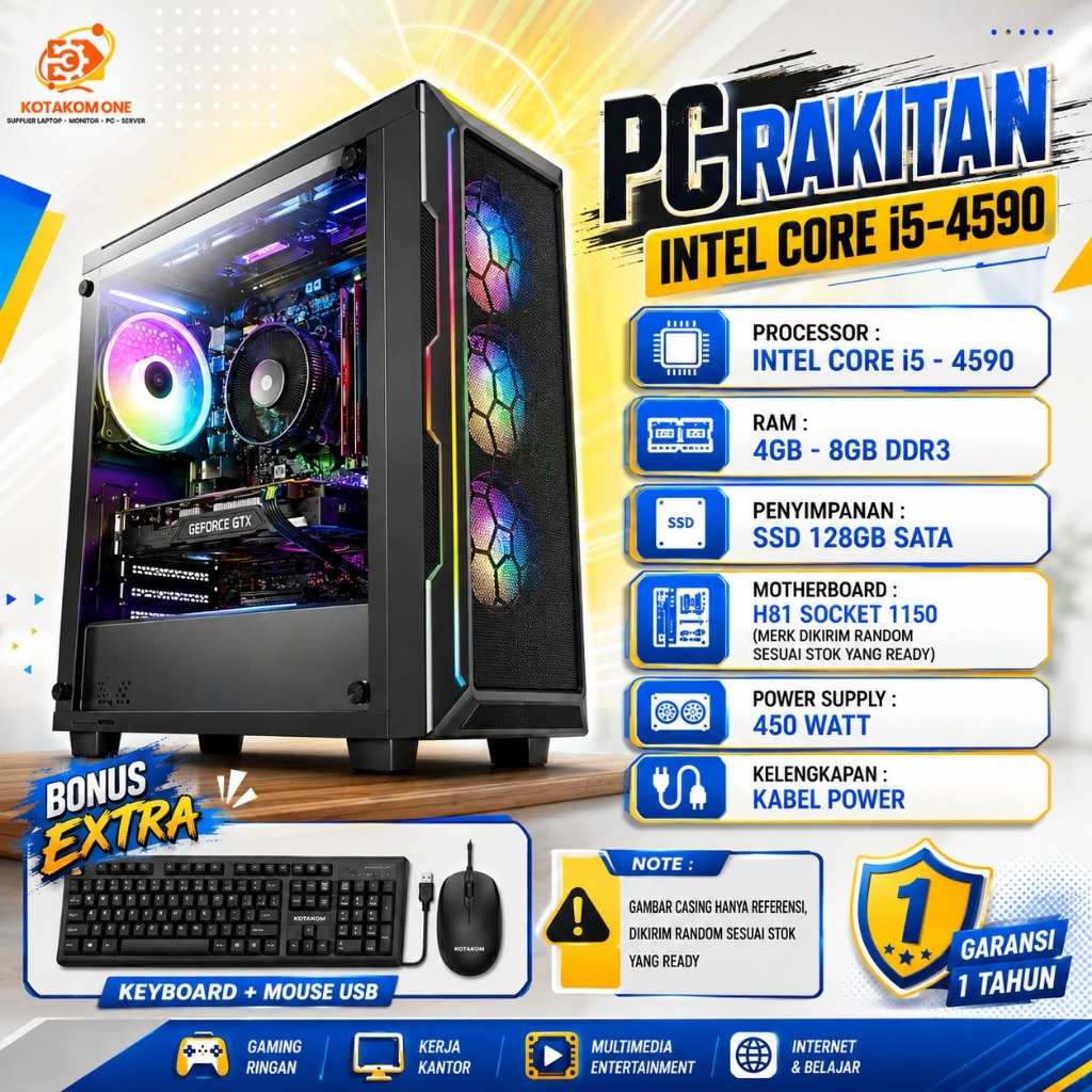PC Rakitan Core i5 - 4590 Ram 8GB Ssd 128GB PC Kantor Admin Murah 2 Jutaan