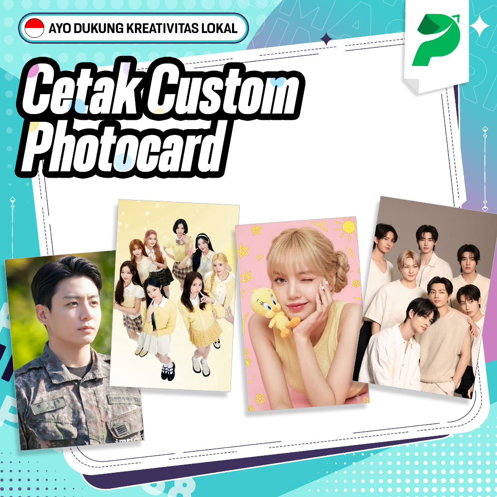 Cetak Custom Photocard Korea Foto Kreatif Ukuran 5,5 x 8,5 Cm Desain Unik Foto Bias K-POP
