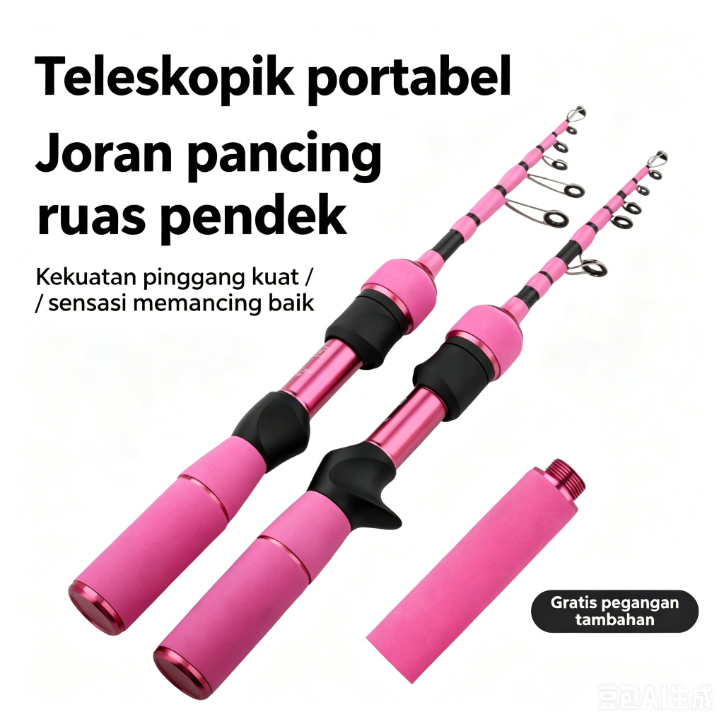 Joran Lure Teleskopik Karbon Baru Gagang Diameter Berubah 1.8m Gun/Straight Handle dengan Batang Pan