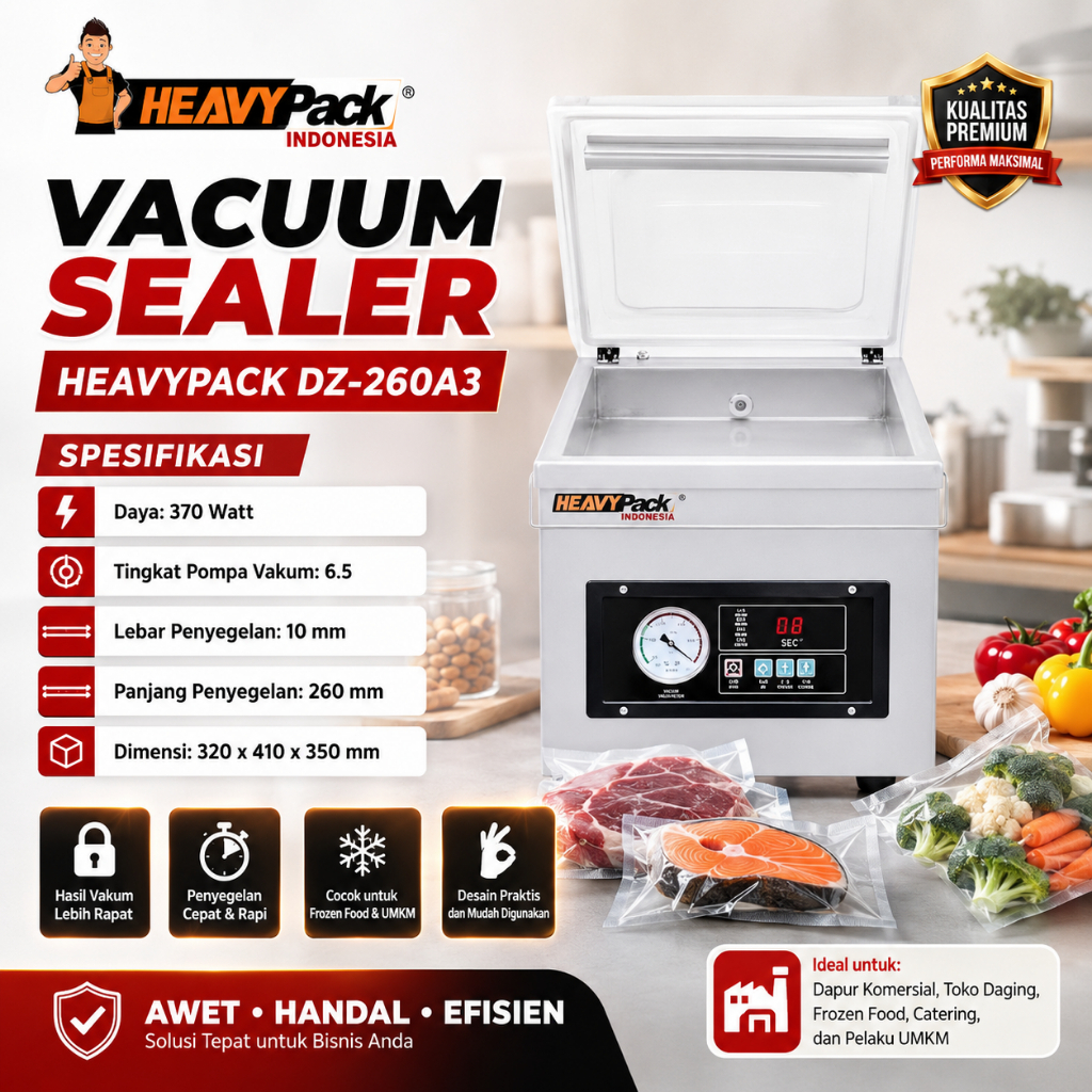 Heavypack DZ-260 Mesin Vacuum Sealer Single Chamber
