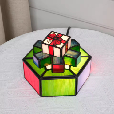 Lampu Meja Kaca Patri Handmade Lampu Tidur Dekorasi Kamar Anak Restoran Ruang Tamu Lampu Hias