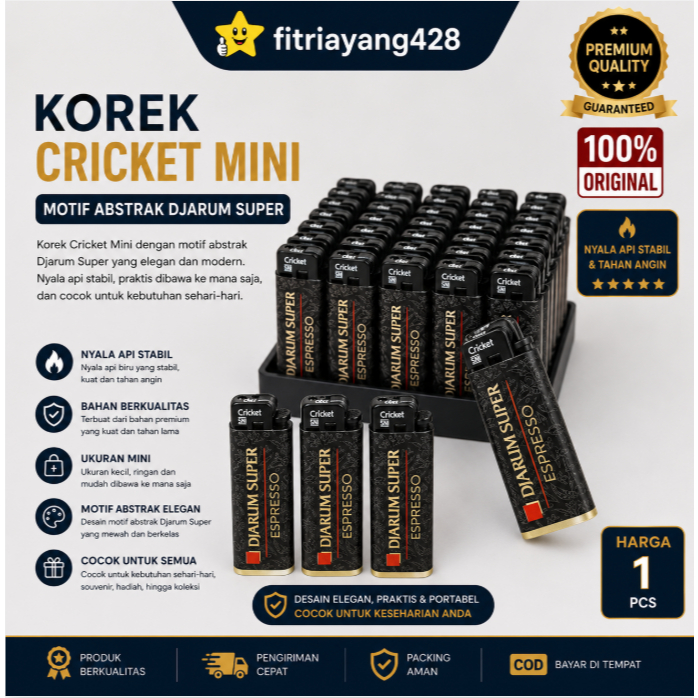 Bisa COD Korek Apik Cricket Mini Motif Abstrak Djarum Super