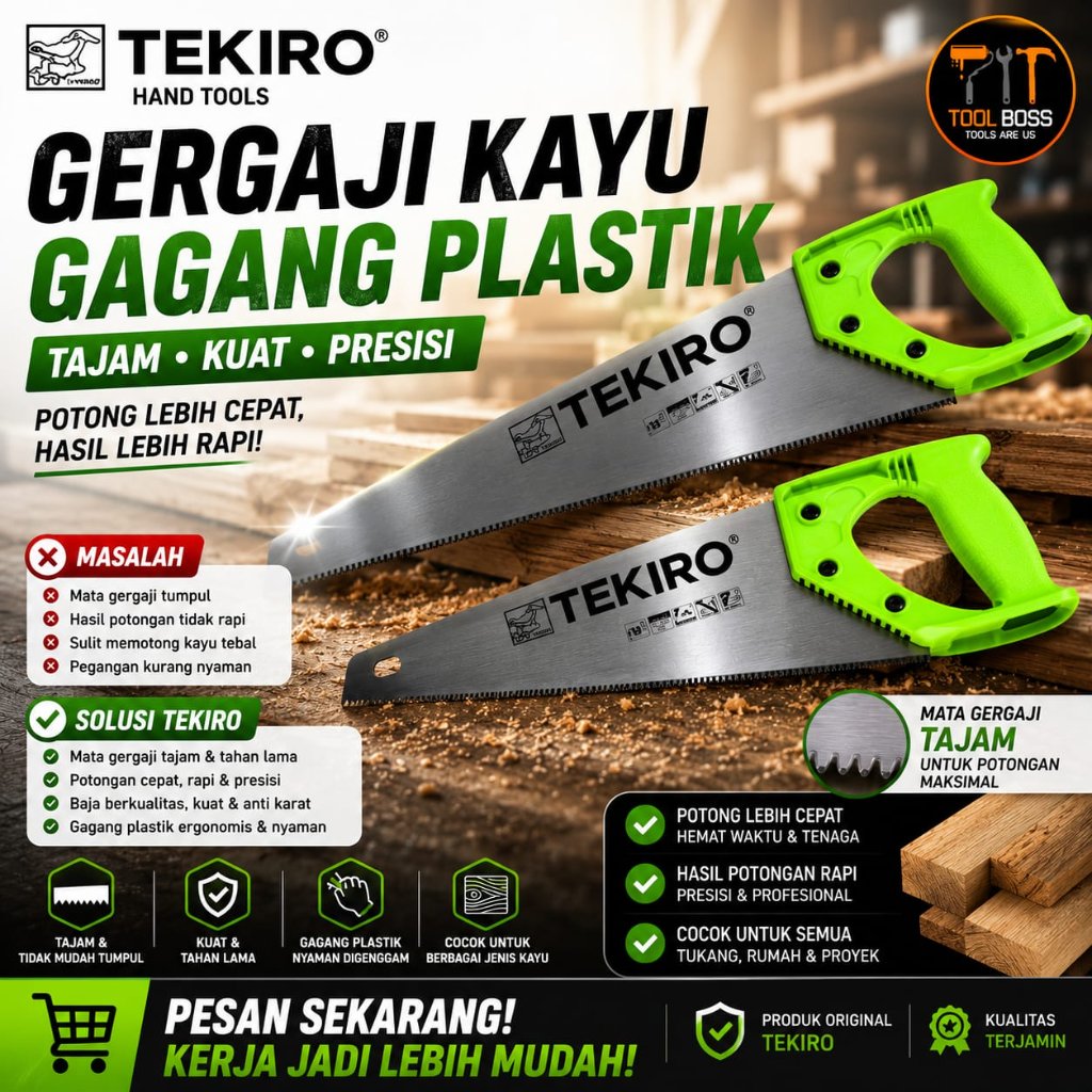 TEKIRO Gergaji Kayu Gagang Plastik