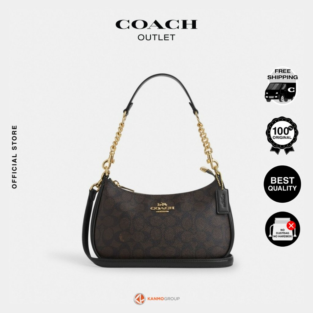 Coach Teri Shoulder Bag In Signature Canvas With Chain Strap - Tas Bahu Wanita