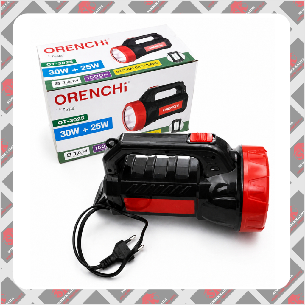 Orenchi Senter Tenteng OT 3025 30W+25W SNI include Kabel Cas Super Terang