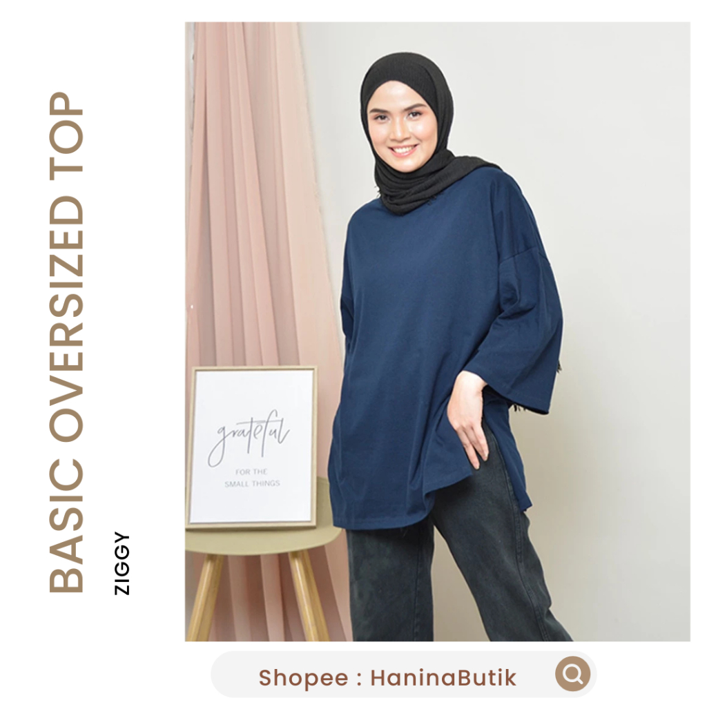 BASIC OVERSIZED TOP NAVY by ZIGGY | KAOS POLOS 7/8