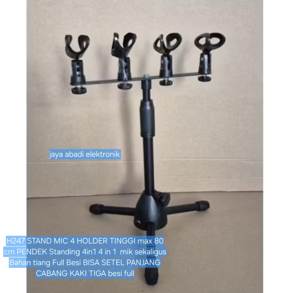 H247 STAND MIC 4 HOLDER TINGGI max 80 cm PENDEK Standing 4in1 4 in 1  mik sekaligus Bahan tiang Full