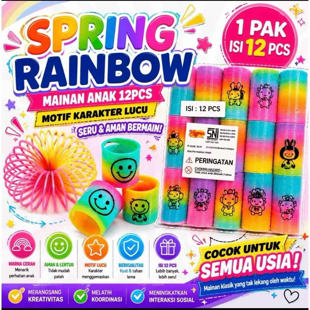 12 per pegas rainbow spiral Yoyo per smile mainan per pegas