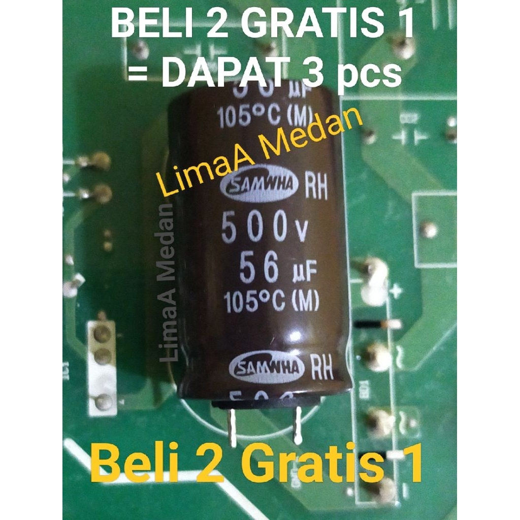 500v 56uf  56uf 500v  Elko modul pcb lg inverter  SAMWHA  Elco pcb modul inverter lg  Part bekas cab