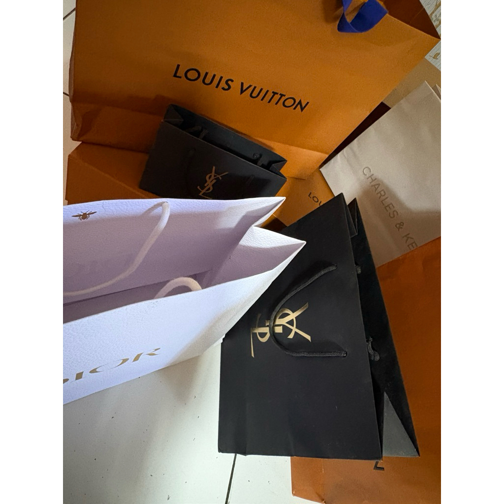 Paper Bag & Box dior,lv, ysl, ck Branded Ori