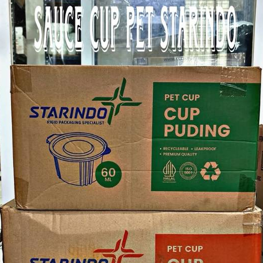 Cup pet Mika Puding sambal starindo 60/70/90ml Isi 1000 Pcs, Tahan Panas 1 DUS