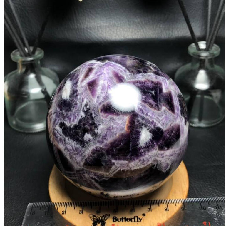 Batu Kristal Sphere Dream Amethyst Chevron Natural Top Quality (3) Batu Asli Alam