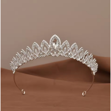 Mahkota Fuji Tiara Wanita Perak Kristal Motif Daun Elegan Aksesoris Pernikahan
