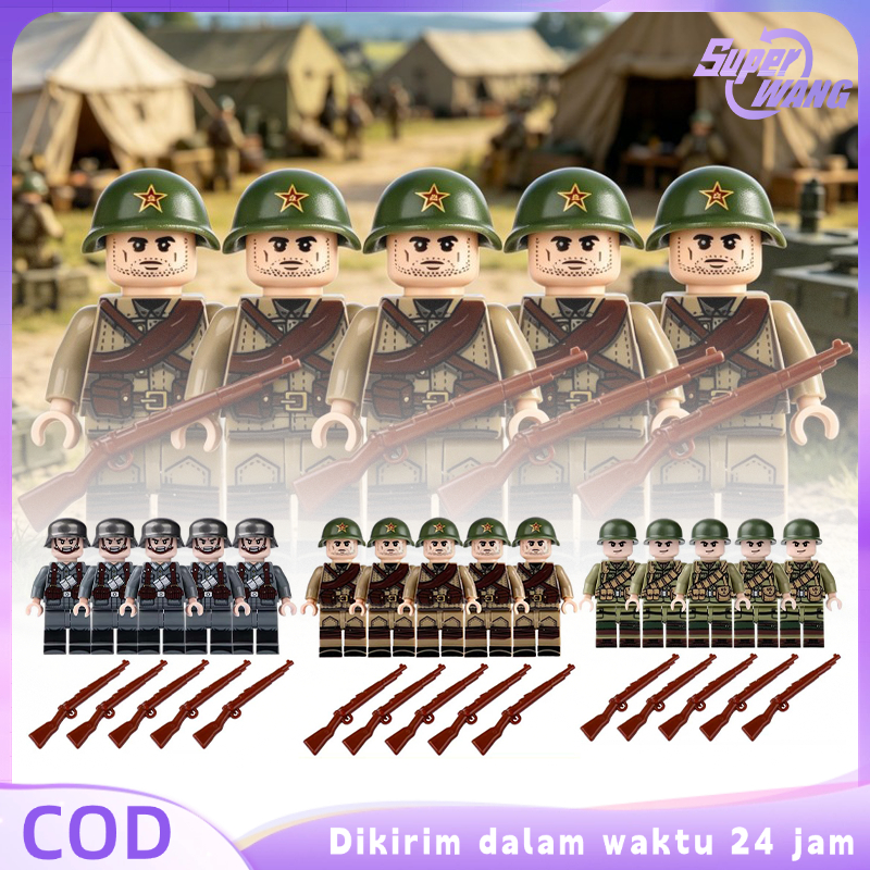 Lego Tentara Ww2 5pcs/Set Lego Perang Lego Military Detail Halus Mainan Lego Tentara
