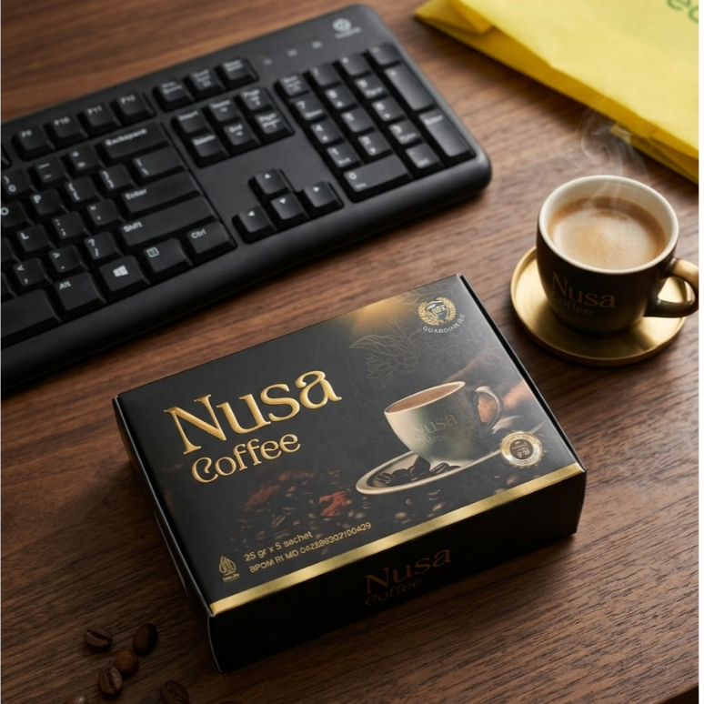 Nusa Coffee Guardian 125 - Kopi Herbal Premium Lengkap dengan Gula Aren & Ekstrak Guarana ( Isi 5 Sa