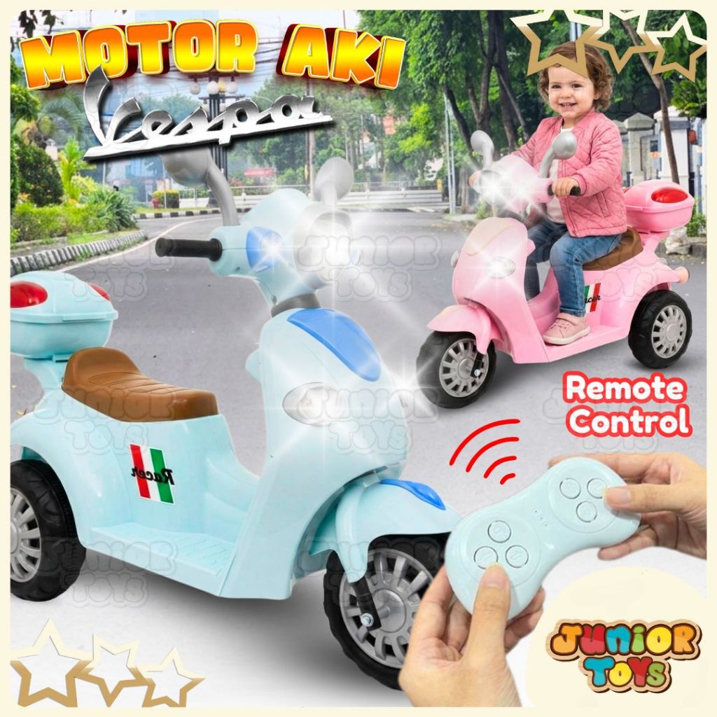 Motor Anak Vespa Aki Remote Control Motor Aki Mainan Anak