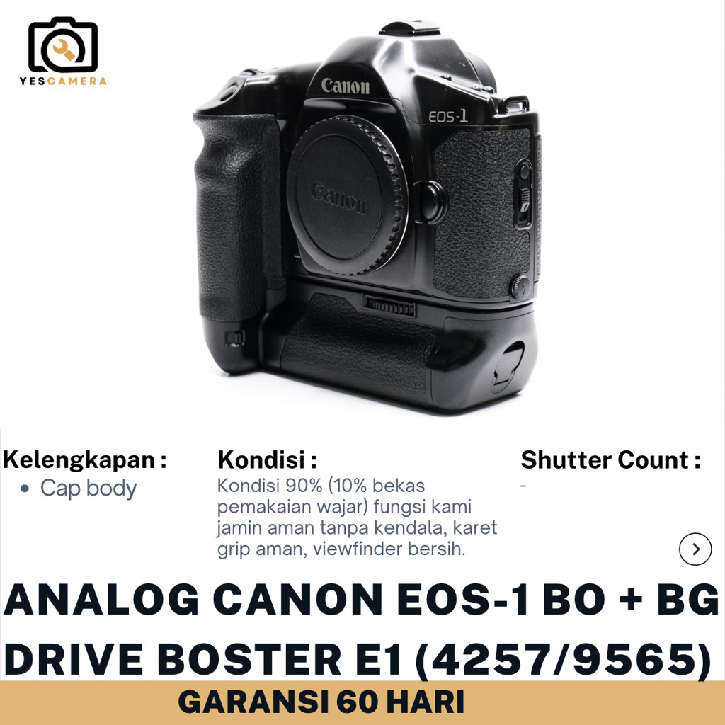 Analog Canon EOS 1 Body Only + Canon Power Baterai Grip Drive Boster E1 (Bekas) - Kamera Film - Unit