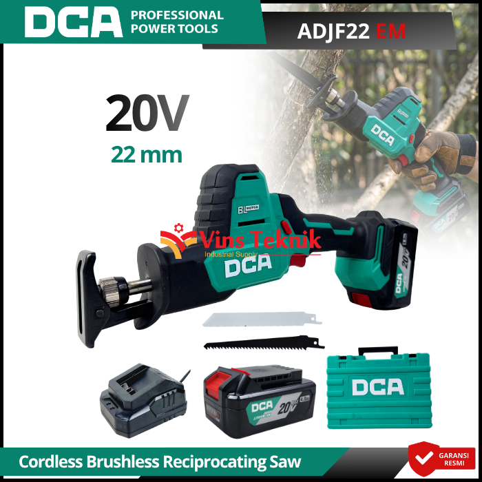 DCA ADJF22 EM/Z Mesin Gergaji Baterai Cordless Brushless Reciprocating Saw Sabre Saw 20V ADJF22EM/AD