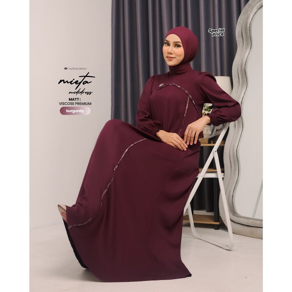 GAMIS RAYON PREMIUM MIETA MIDI DRESS LIST VISCOSE PREMIUM - Alfasa Daily