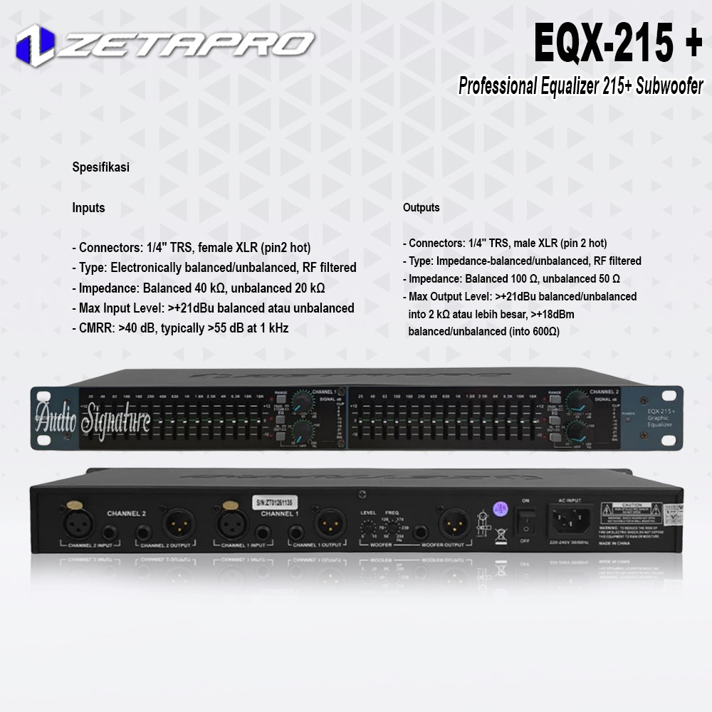 Equalizer Equaliser ZETAPRO EQX 215+ / EQX 215 + Original
