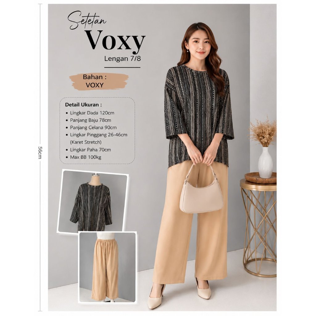 setelan wanita ld 120 bahan voxy premium