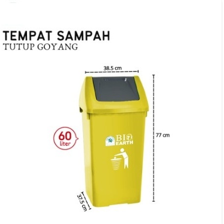 Tempat Sampah Tutup Goyang Green Leaf 60 Ltr (2052) Kuning