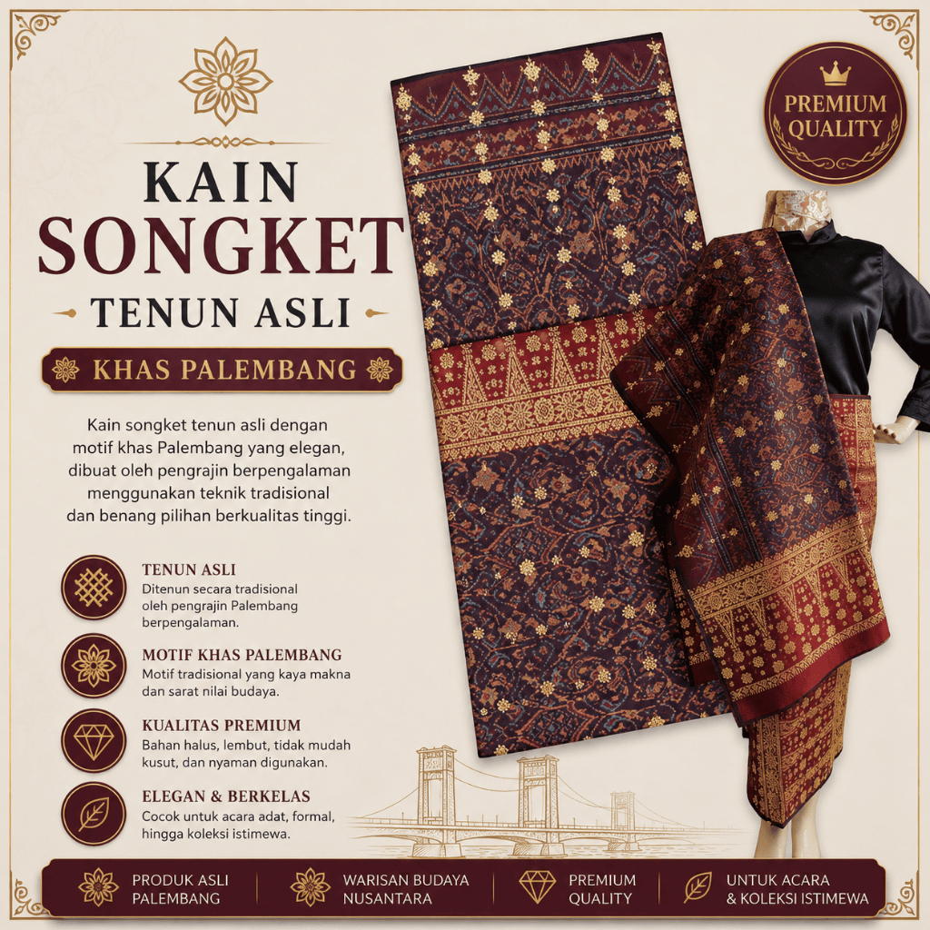 Tina Songket - Kain Songket Tenun Asli Khas Palembang Limar - 020