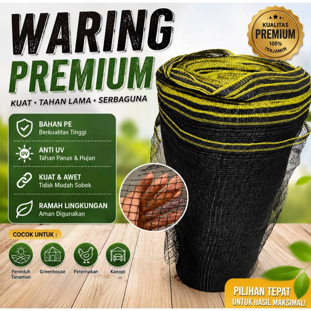Waring Jaring Hitam 1,2 Meter - Tahan Cuaca, Anti UV, Multifungsi