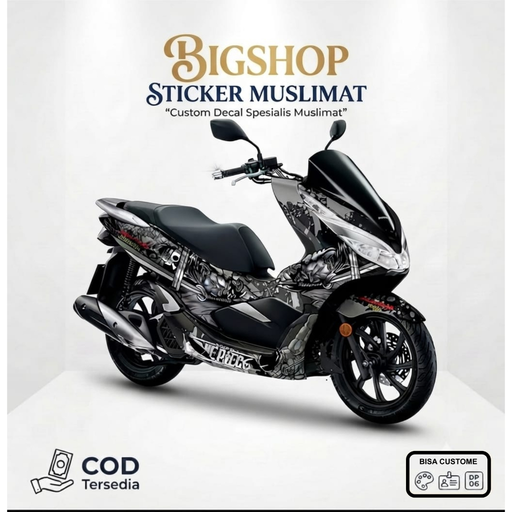 Decal PCX 150 Lokal one piece hitam variasi