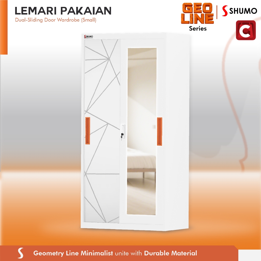 Citra Furniture SHUMO Lemari Pakaian Besi 2 Pintu Sliding | LP Baju Sleding Kaca CTR3