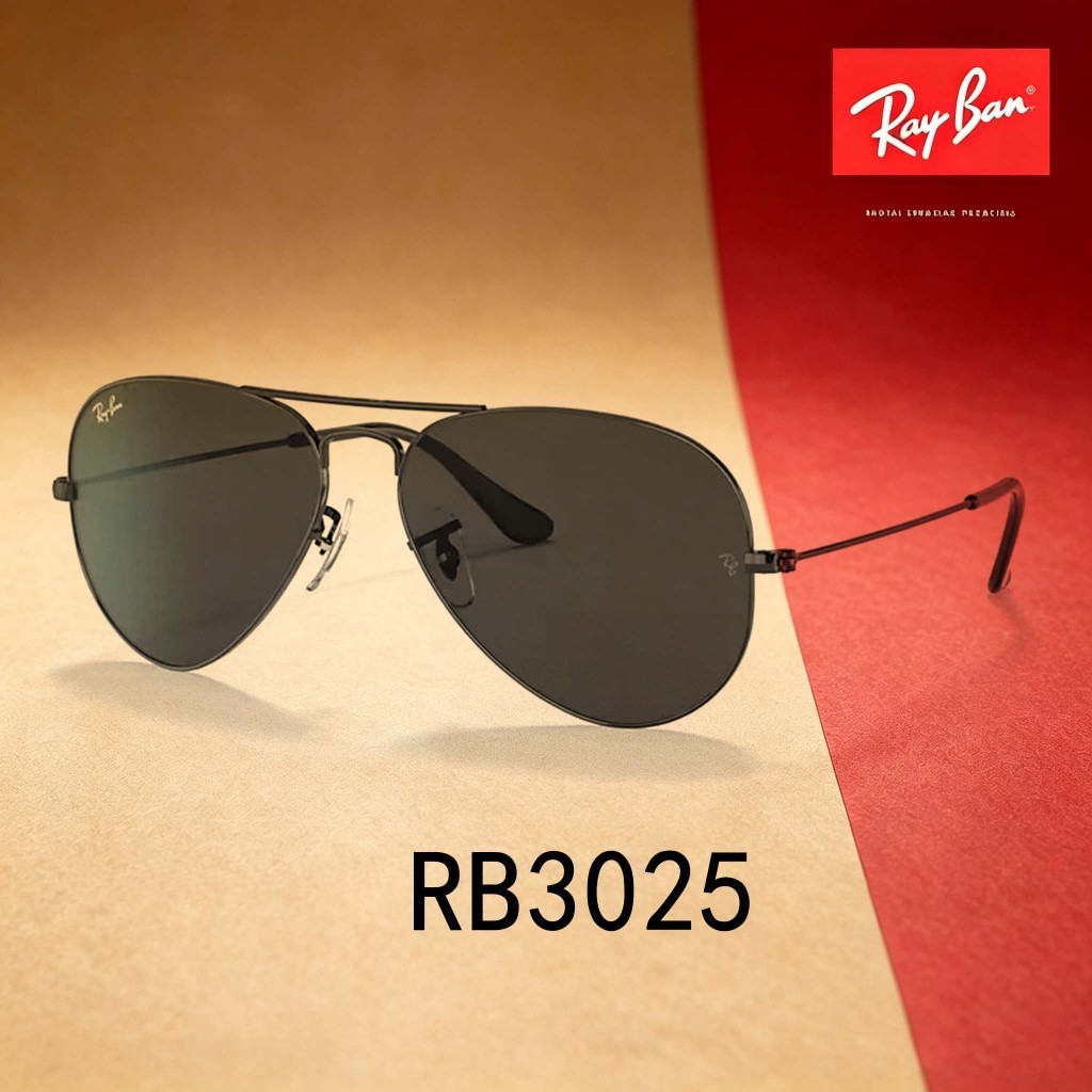 100% Original Kacamata Hitam Ray-Ban Aviator Classic RB3025 Black Unisex Sunglasses