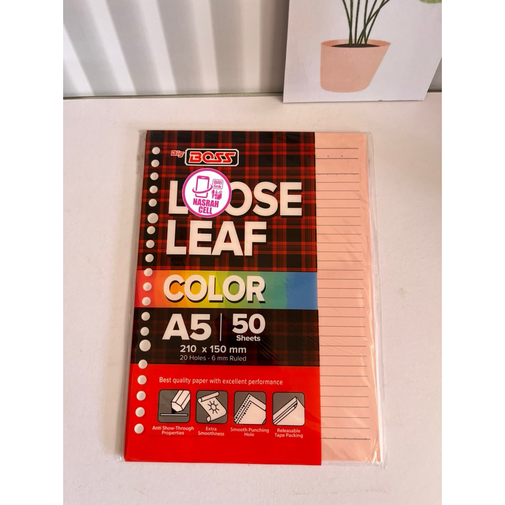Isi Binder A5 Warna Pink / Kertas Binder / Loose Leaf Color A5/Isi Buku Binder A5