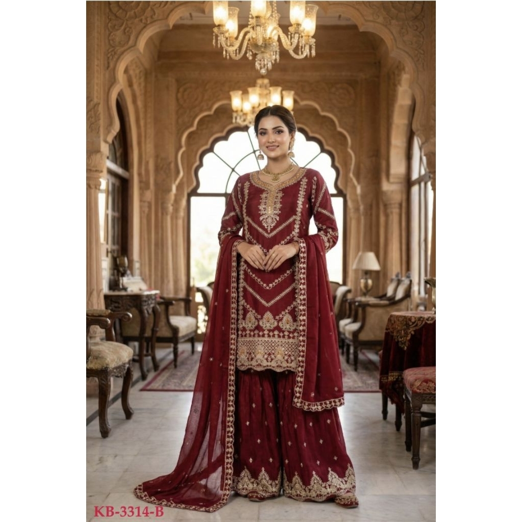 Baju  kurti india gamis india Sharara India Elegan Premium Wanita Cocok untuk Wisuda, Pesta dan Wedd