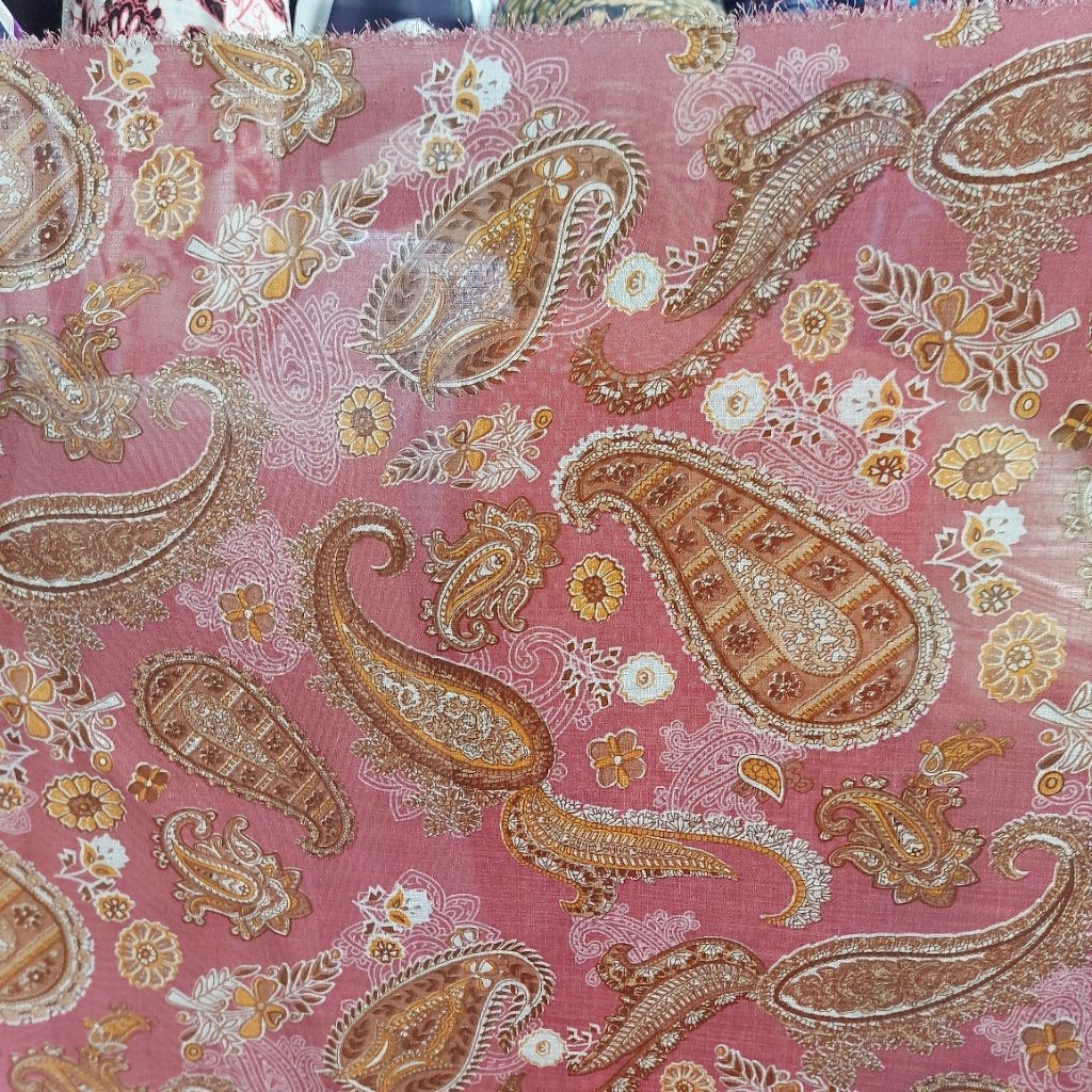 kain motif premium  - kain polyester motif  - kain - kain meteran ( peach) kh